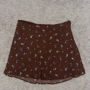 Forever 21 Brown Floral Mini Skirt